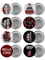 La Casa De Papel Çanta Rozeti Seti 8 Adet En Büyük Boy 5.8cm İğneli Broş
