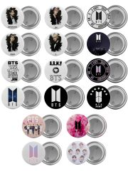 BTS Çanta Rozeti Seti 16 Adet En Büyük Boy 5.8cm İğneli Broş