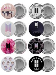 BTS Çanta Rozeti Seti 8 Adet En Büyük Boy 5.8cm İğneli Broş