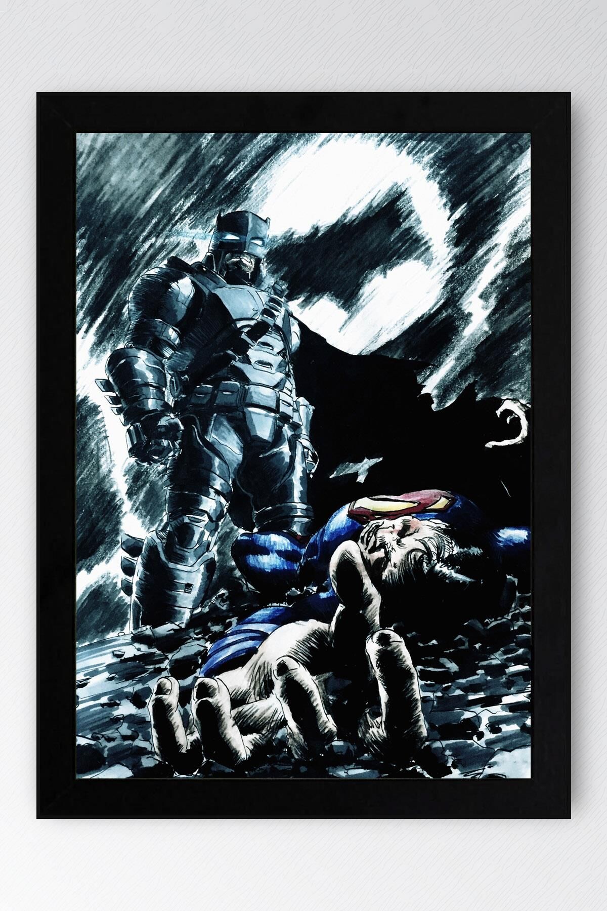 Batman v Superman Çerçeveli Tablo - Poster Tablo 30x42 - Siyah
