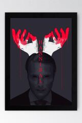 Hannibal Lecter Çerçeveli Tablo - Dizi Afişi Poster Tablo 21x30 - Siyah