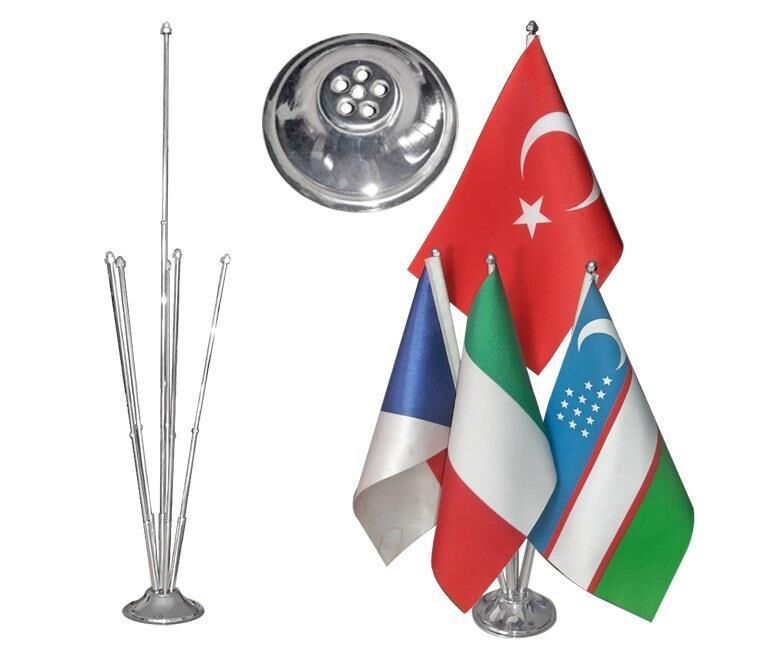 Masa Üstü Bayrak Direği Altılı Krom - Sadece Direk