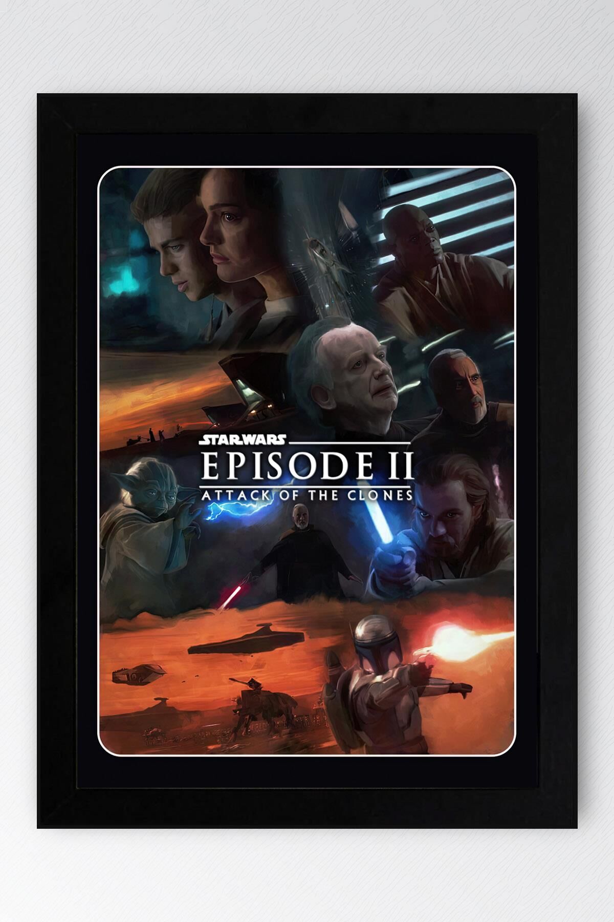 Star Wars 2 Çerçeveli Tablo - Uzay Savaşları Eski Nostalji Fim Posteri Tablo