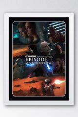 Star Wars 2 Çerçeveli Tablo - Uzay Savaşları Eski Nostalji Fim Posteri Tablo