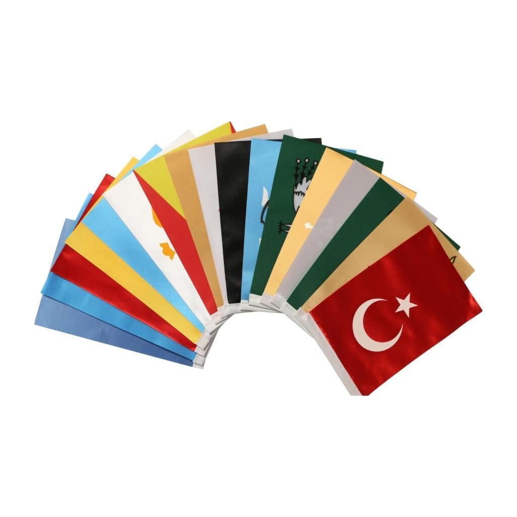 Eski Türk Devleteri Bayrakları 17 Adet 15x23cm Bayrak Seti (Çift Katlı)