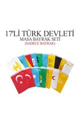 Eski Türk Devleteri Bayrakları 17 Adet 15x23cm Bayrak Seti (Çift Katlı)