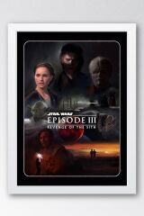 Star Wars 3 Çerçeveli Tablo - Uzay Savaşları Eski Nostalji Fim Posteri Tablo