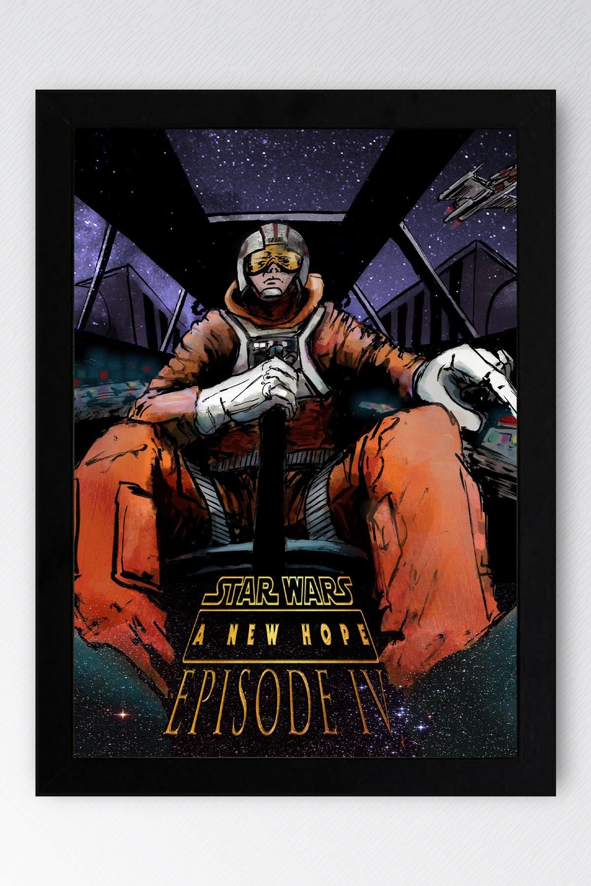 Star Wars 4 A New Hope Çerçeveli Tablo - Uzay Savaşları Fim Posteri Tablo