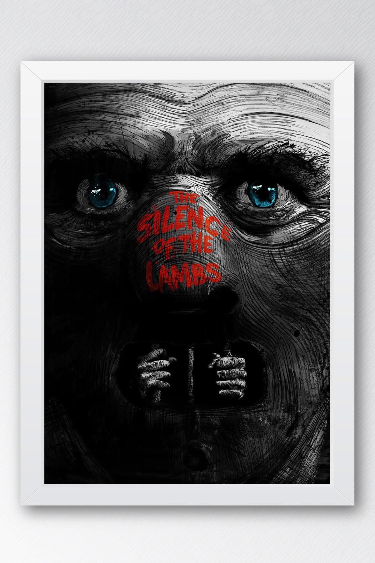 Kuzuların Sessizliği Çerçeveli Tablo - Film Posteri Tablo 21x30 - Beyaz