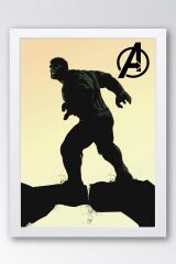 Hulk Çerçeveli Tablo - Marvel Film Posteri Tablo 21x30 - Beyaz