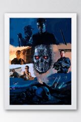 Terminator Çerçeveli Tablo - Terminatör Film Posteri Tablo 30x42 - Beyaz