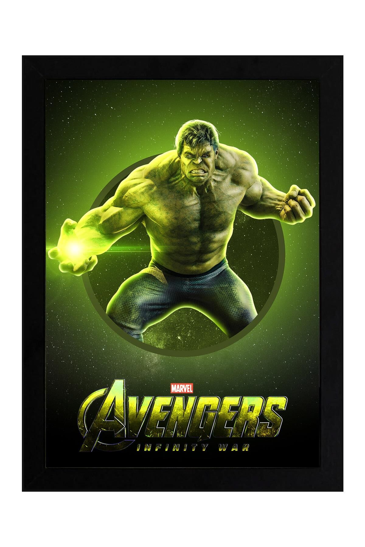 Hulk Çerçeveli Tablo - Marvel Avengers Film Posteri Tablo 30x42 - Siyah