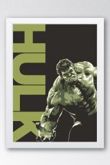 Hulk Çerçeveli Tablo - Marvel Film Posteri Tablo 15x21 - Beyaz