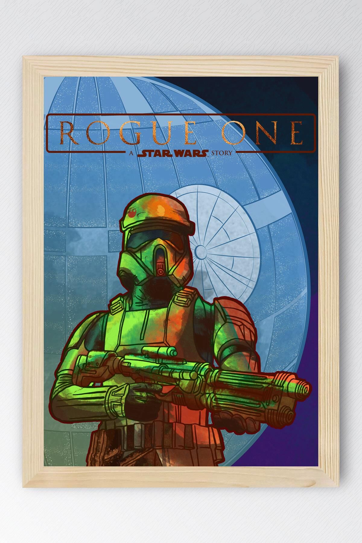 Star Wars Rogue On Çerçeveli Tablo - Uzay Savaşları Fim Posteri Tablo 50x70 - Kayın