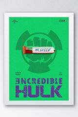 Hulk Çerçeveli Tablo - Marvel Film Posteri Tablo 50x70 - Beyaz
