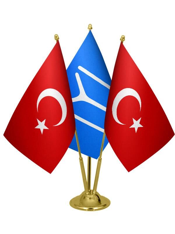 Masa Üstü Kayı Boyu Bayrağı Türk Bayrağı Üçlü Pirinç Direk Masa Bayrak Seti