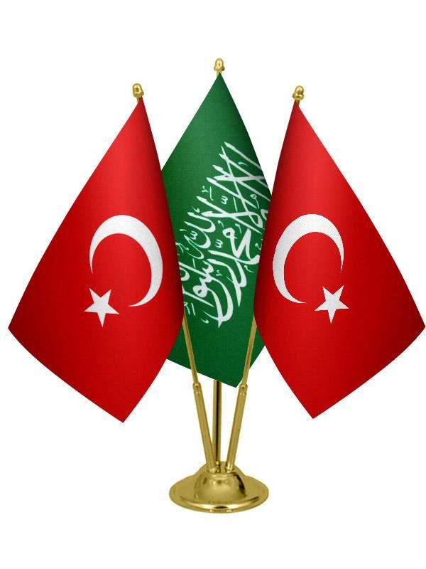 Masa Üstü Yeşil Kelimei Tevhid Bayrağı Türk Bayrağı Üçlü Pirinç Direk Masa Bayrak Seti