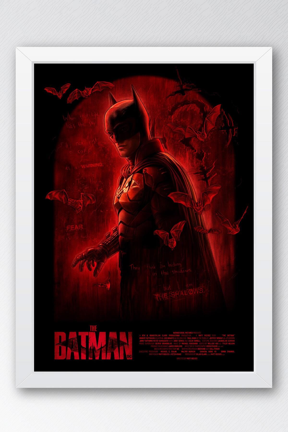 The Batman Çerçeveli Tablo - Film Afişi Poster Tablo 15x21 - Beyaz