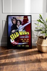 Star Wars Çerçeveli Tablo - Uzay Savaşları Retro Fim Posteri Tablo
