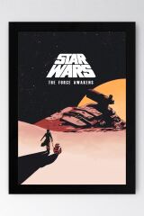 Star Wars The Force Awakens Çerçeveli Tablo - Uzay Savaşları Fim Posteri Tablo