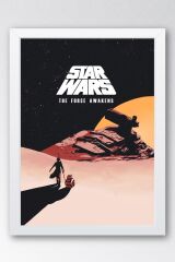 Star Wars The Force Awakens Çerçeveli Tablo - Uzay Savaşları Fim Posteri Tablo