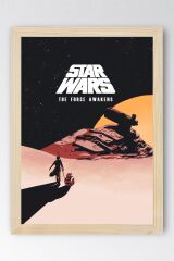 Star Wars The Force Awakens Çerçeveli Tablo - Uzay Savaşları Fim Posteri Tablo