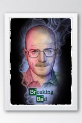 Breaking Bad Çerçeveli Tablo - Dizi Afişi Walter White Poster Tablo 15x21 - Beyaz