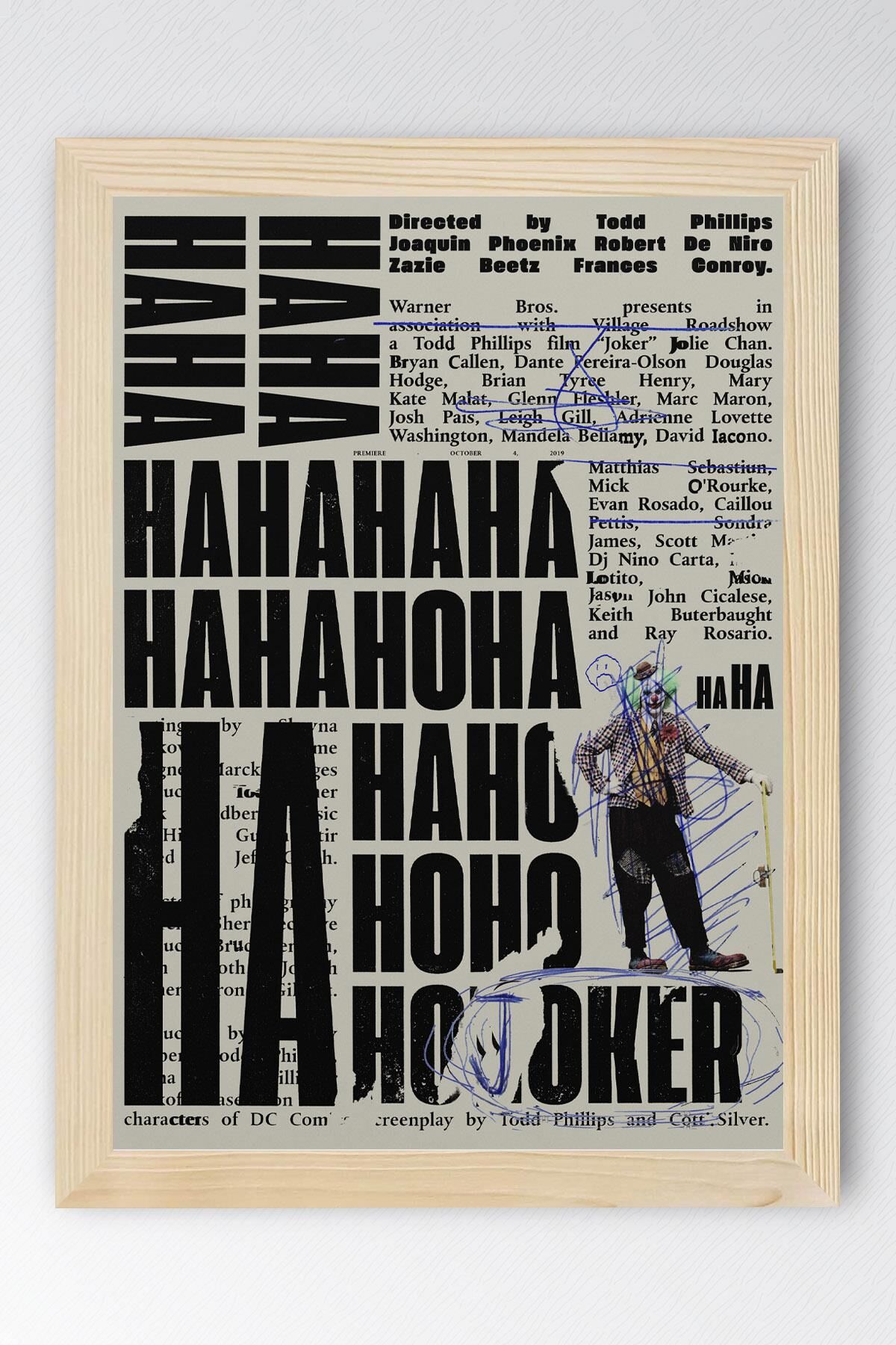 Joker Çerçeveli Tablo - Film Posteri Tablo 21x30 - Kayın