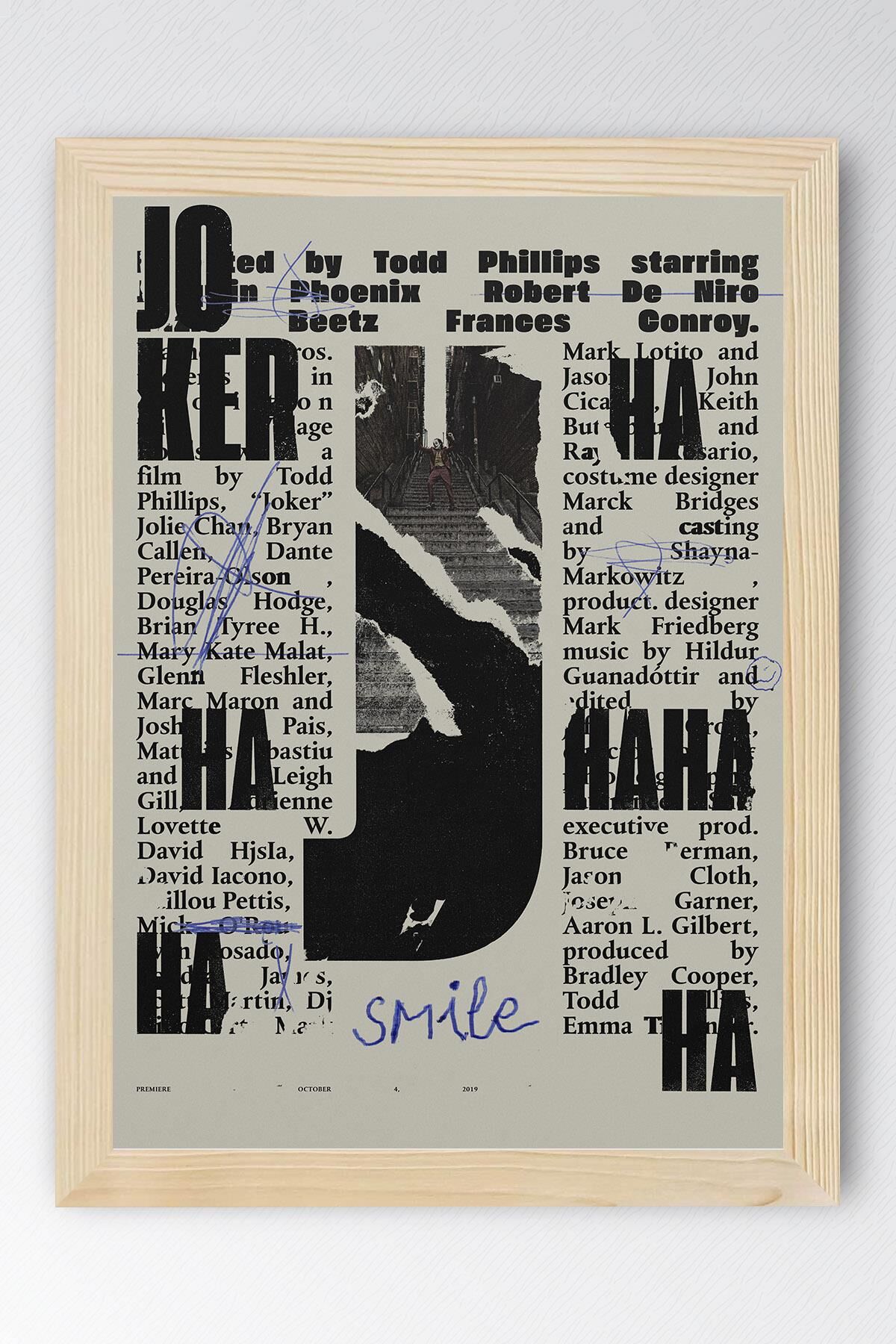 Joker Çerçeveli Tablo - Film Posteri Tablo 35x50 - Kayın