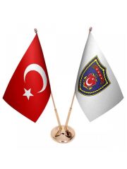 Masa Üstü Deniz Kuvvetleri Bayrağı Türk Bayrağı İkili Pirinç Direk Masa Bayrak Seti