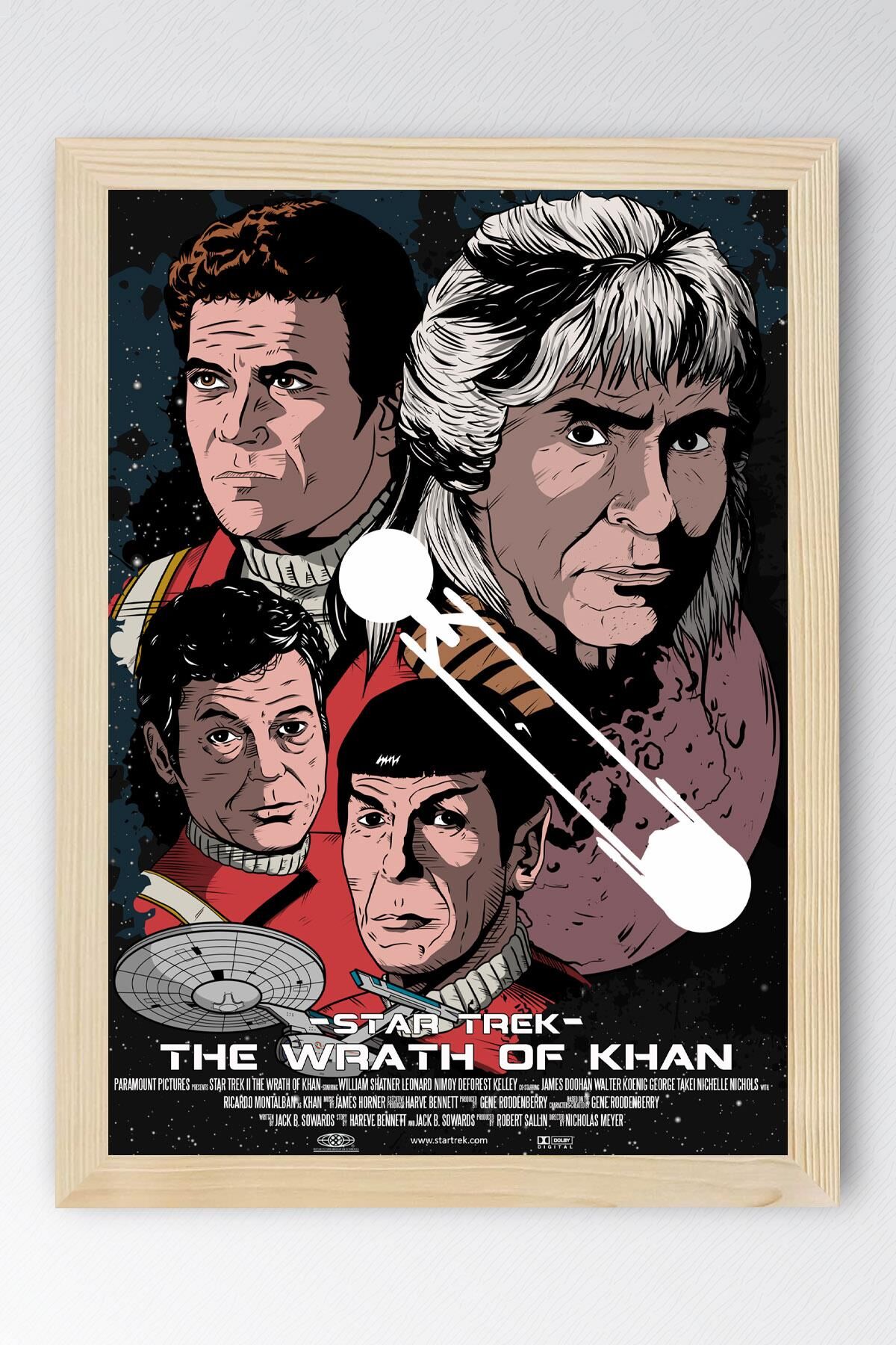 Star Trek Çerçeveli Tablo - Uzay Yolu Fim Posteri Tablo 15x21 - Kayın