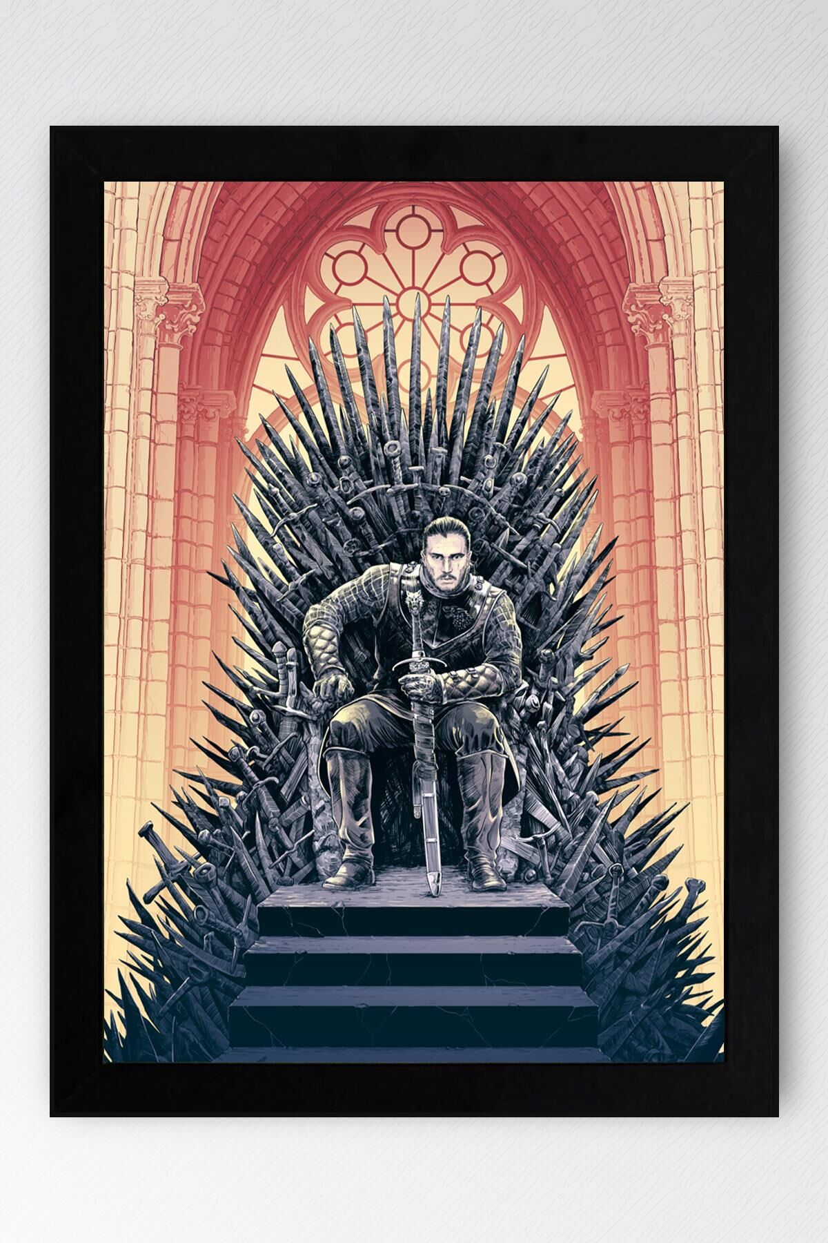 Game of Thrones Iron Throne Çerçeveli Tablo - Taht Oyunları Dizi Posteri Tablo