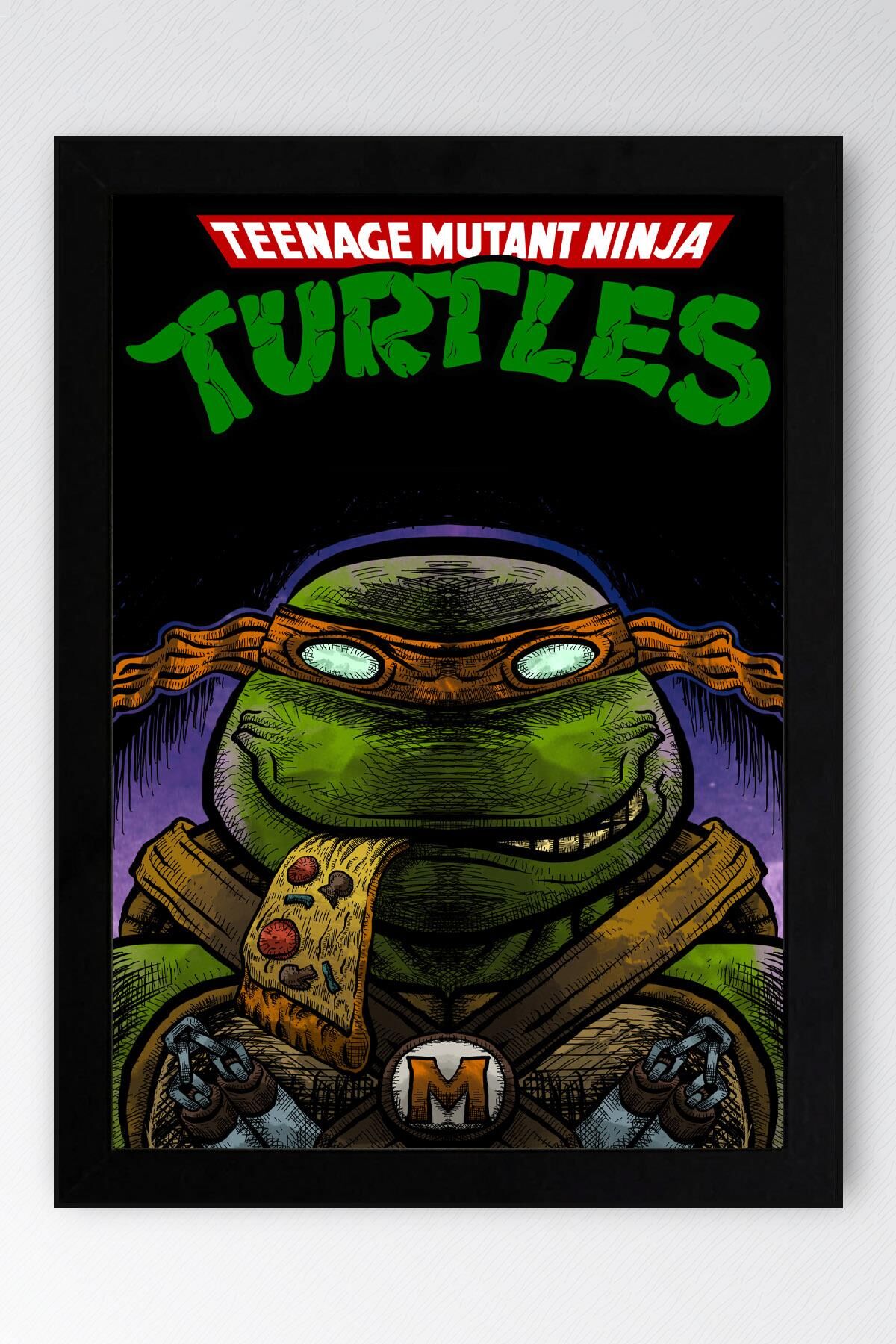 Ninja Kaplumbağalar Michelangelo Çerçeveli Tablo - Teenage Mutant Ninja Turtles Film Posteri Tablo
