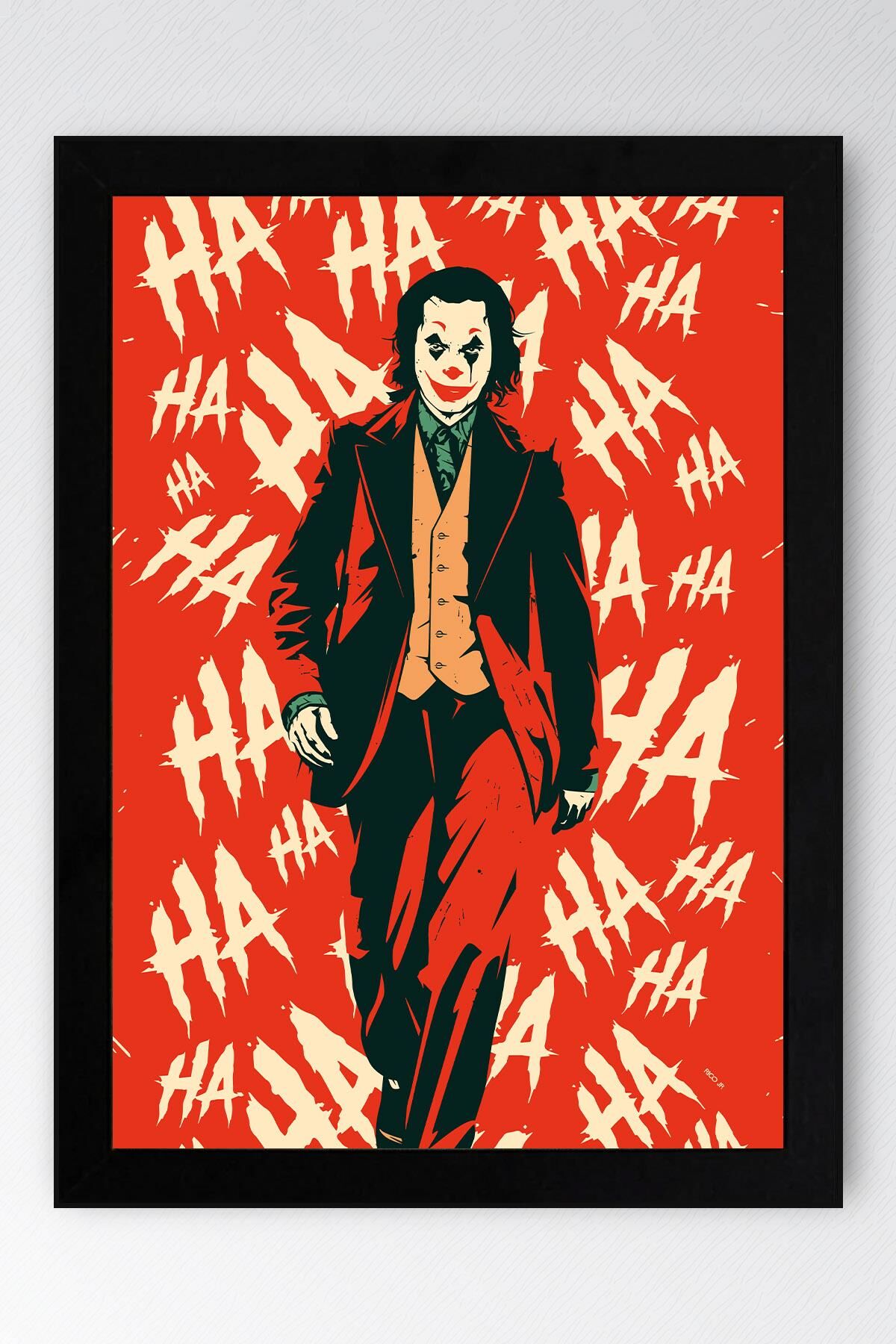 Joker Ha Ha Ha Çerçeveli Tablo - Film Posteri Tablo 21x30 - Siyah