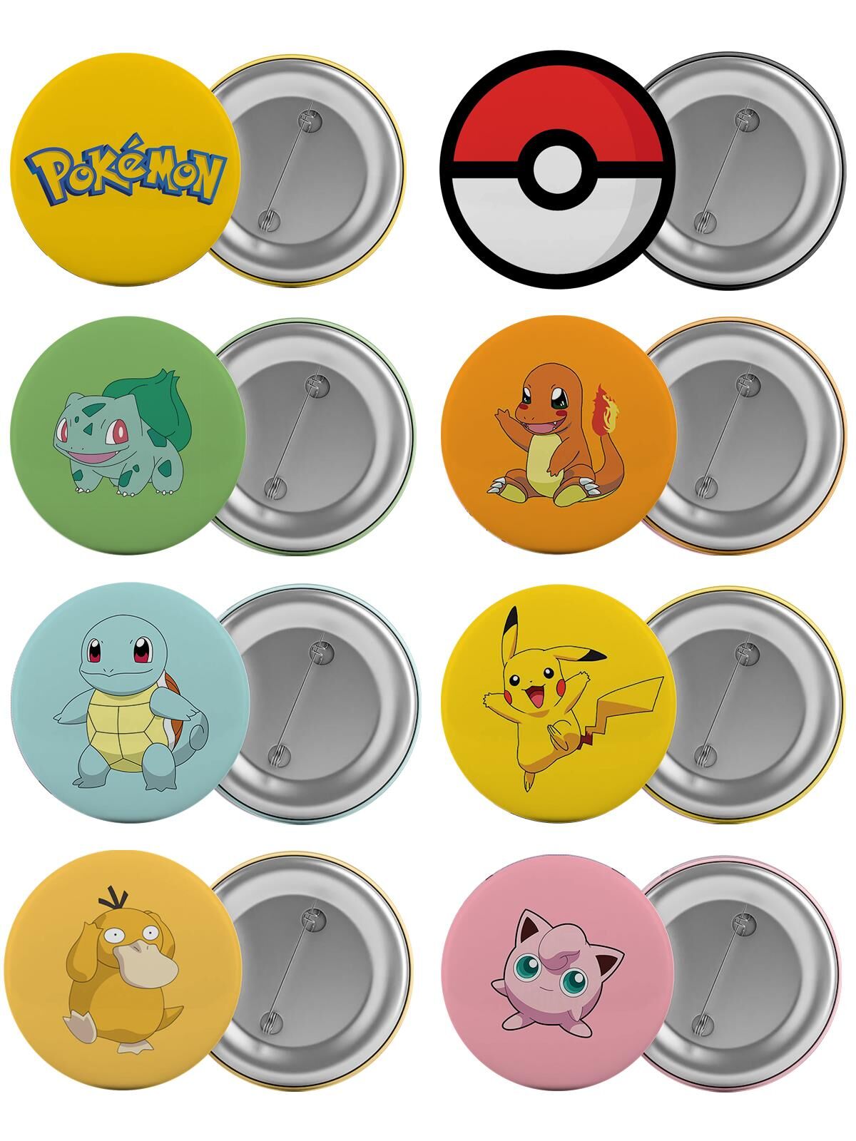 Pokemon Çanta Rozeti Seti 8 Adet En Büyük Boy 5.8cm İğneli Broş