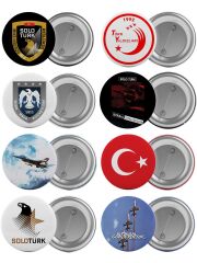 Solotürk Çanta Rozeti Seti 8 Adet En Büyük Boy 5.8cm İğneli Broş