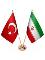 Masa Üstü İran Bayrağı Türk Bayrağı İkili Pirinç Direk Masa Bayrak Seti