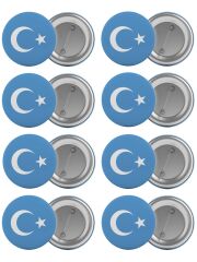 Doğu Türkistan Bayrağı Çanta Rozeti Seti 8 Adet En Büyük Boy 5.8cm İğneli Broş