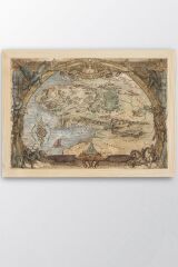 Yüzüklerin Efendisi Çerçeveli Tablo - Middle Earth Map Poster Tablo