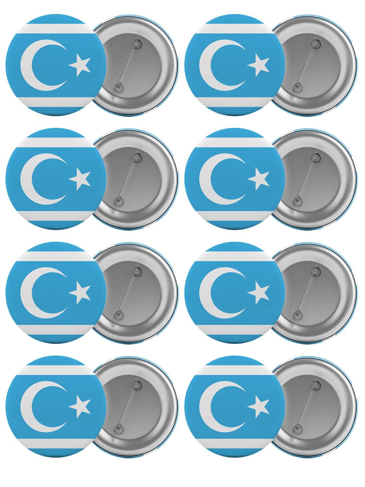 Kerkük Türkmeneli Bayrağı Çanta Rozeti Seti 8 Adet En Büyük Boy 5.8cm İğneli Broş