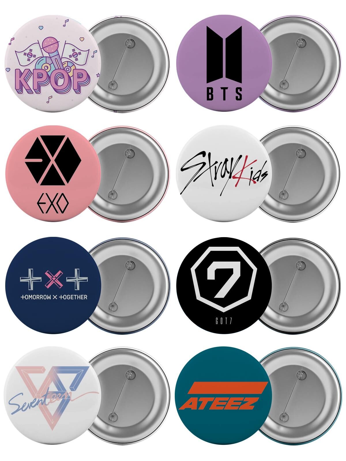 K-POP Grupları-2 Çanta Rozeti Seti 8 Adet En Büyük Boy 5.8cm İğneli Broş