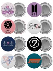 K-POP Grupları-2 Çanta Rozeti Seti 8 Adet En Büyük Boy 5.8cm İğneli Broş