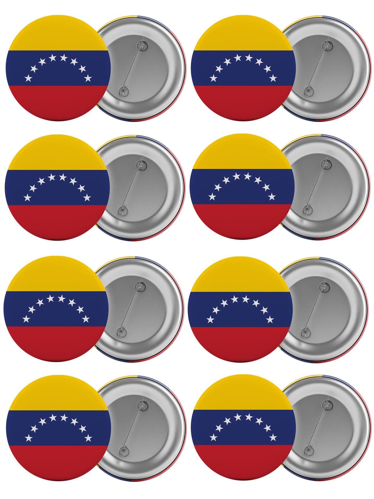 Venezuella Bayrağı Çanta Rozeti Seti 8 Adet En Büyük Boy 5.8cm İğneli Broş