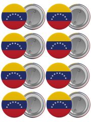 Venezuella Bayrağı Çanta Rozeti Seti 8 Adet En Büyük Boy 5.8cm İğneli Broş
