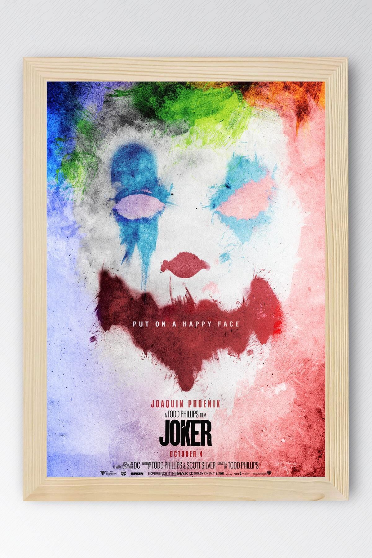 Joker Çerçeveli Tablo - Film Posteri Tablo 50x70 - Kayın