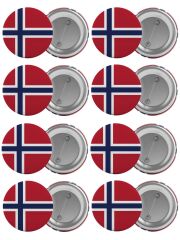 Norveç Bayrağı Çanta Rozeti Seti 8 Adet En Büyük Boy 5.8cm İğneli Broş