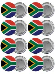 Güney Afrika Cumhuriyeti Bayrağı Çanta Rozeti Seti 8 Adet En Büyük Boy 5.8cm İğneli Broş