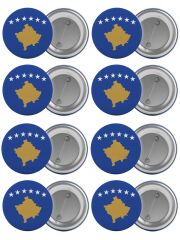 Kosova Bayrağı Çanta Rozeti Seti 8 Adet En Büyük Boy 5.8cm İğneli Broş