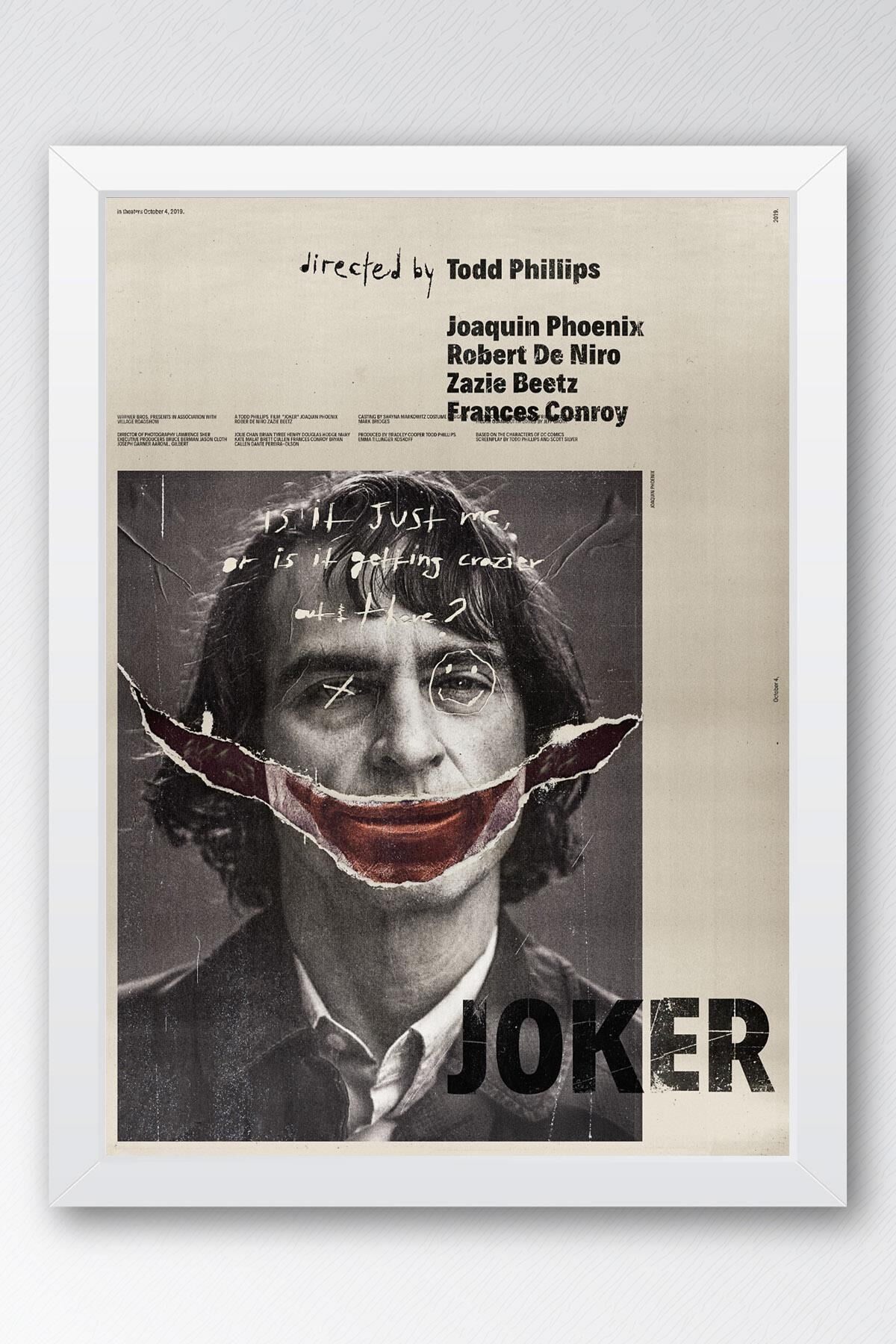 Joker Çerçeveli Tablo - Film Posteri Tablo 15x21 - Beyaz