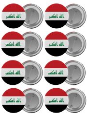 Irak Bayrağı Çanta Rozeti Seti 8 Adet En Büyük Boy 5.8cm İğneli Broş